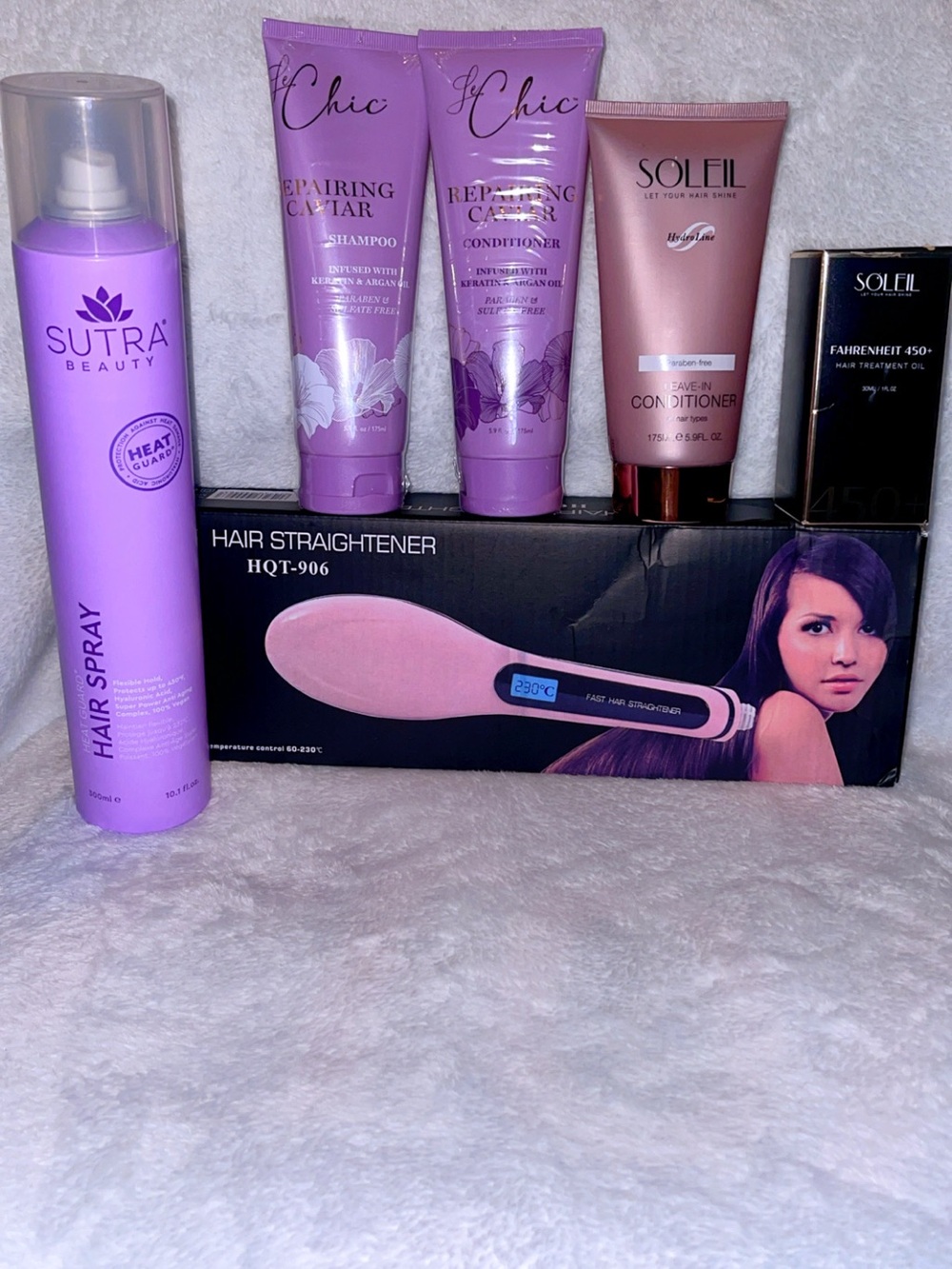 Hair Straightener Brush HQT-906 & Sutra Soleil Le Chic Bundle